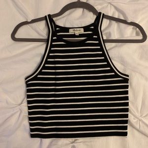 black and white stripped crop top